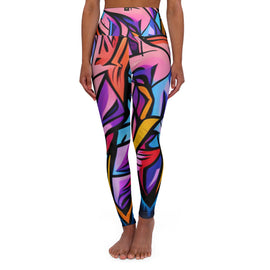 High Waisted Yoga Leggings Graphic Print