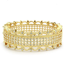 Gold Brass Bangle with Top Grade Crystal  in Clear