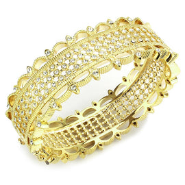 Gold Brass Bangle with Top Grade Crystal  in Clear