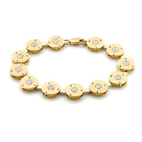 Matte Gold & Gold Brass Bracelet with AAA Grade CZ  in Clear