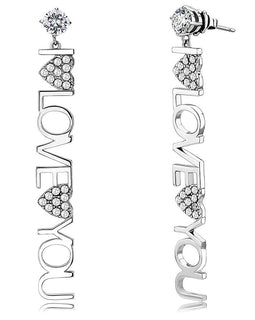 TK3665 - High polished (no plating) Stainless Steel Earrings with AAA