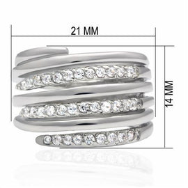 Rhodium Brass Ring with AAA Grade CZ  in Clear