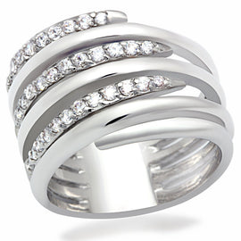 Rhodium Brass Ring with AAA Grade CZ  in Clear